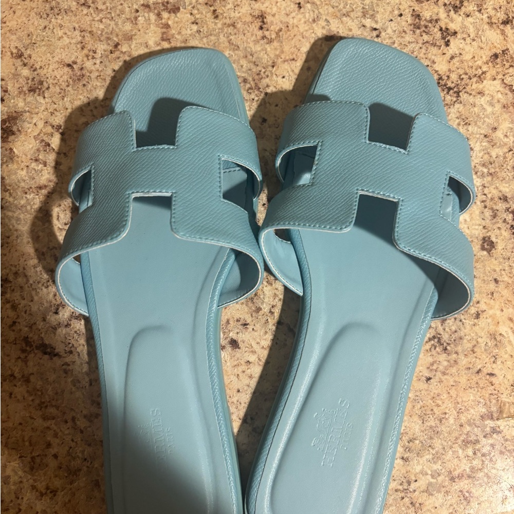 Blue Hermes Sandals